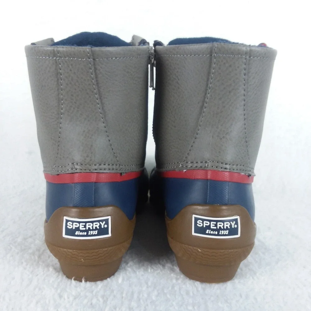 Sperry Syren Gulf Duck Rain Boots Ankle Zip Navy‎ Red Gray Women's 8 Winter Rain